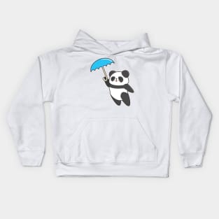 Panda at Rain with Umbrella Kids Hoodie